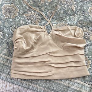 Express Cream Strapless Crop Top